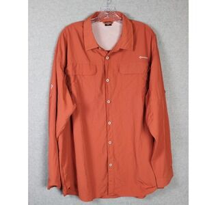 Naviskin Shirt Men's 2XL Orange Button-Up Long Sleeve‎ UPF50 Sun Protection